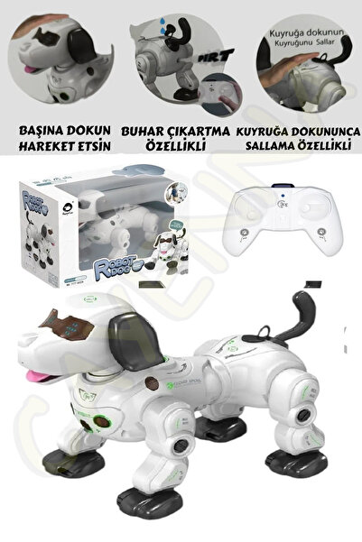 cayenna Uzaktan Kumandalı Işıklı ve Sesli Akıllı Robot Köpek 20 cm-Buhar Çıka...