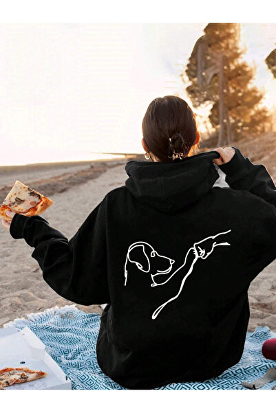 modaberry Φούτερ φιλικό προς τα σκυλιά - Μαύρο με στάμπα Oversize Hoodie με κ...
