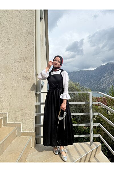 Moda Lippa Omuzdan Bağlamalı Kuşaklı Siyah Jile
