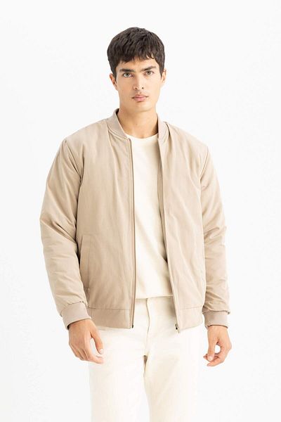 DeFacto Water Repellent College Collar Zippered Light Thin Bomber Jacket - Double Pocket Seasonal Jacket 3168721