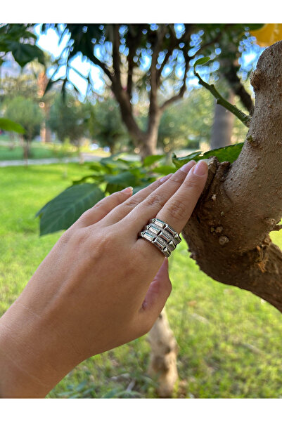 Moonjy حلقة مكعبة من الفولاذ الفضي 3 صفوف قابلة للتعديل