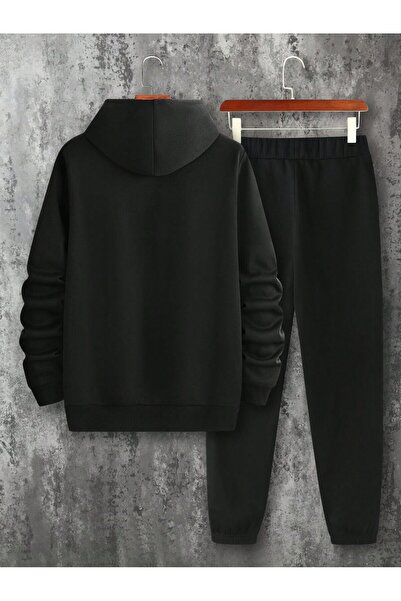 Mythologie Italia 23 Sweatshirt Sweatpants Jogger - Μαύρο σετ φόρμας με κουκούλα με στάμπα στο κάτω μέρος