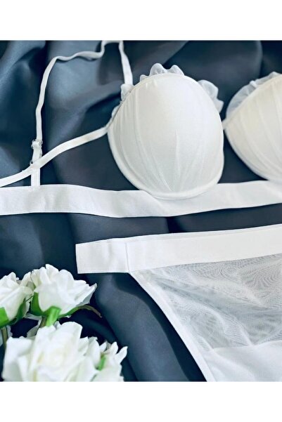 Kelebeklingerie Σετ σουτιέν με σατέν ριγέ μοντέλο Oyster