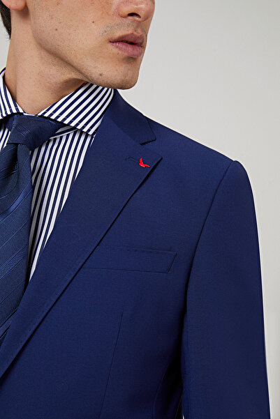 D'S Damat Ds Damat Slim Fit Saks Blue Wool Travel Suit