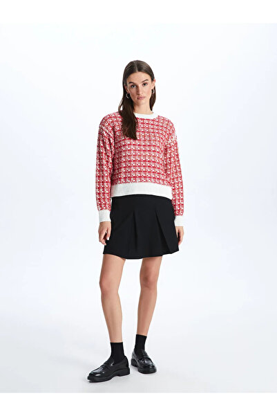 LC Waikiki Lcw Vision Ecru Crew Neck Patterned Long Sleeve Women's Knitwear Sweater