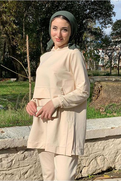 Moda Rosa 25K3299 - Beige - Hooded Double Set