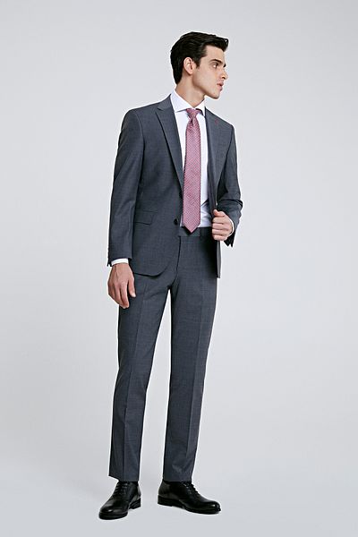D'S Damat Slim Fit Gray Wool Travel Suit