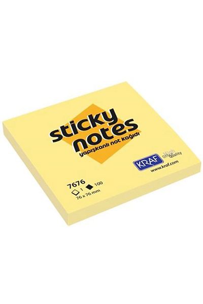 KRAF Adhesive Note Paper 76x76 Yellow 7676