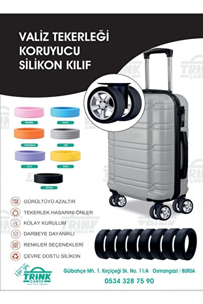 Trink Çanta Silikon Bavul Valiz Tekerlek Koruyucu 8 Adet ( Siyah )