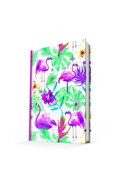DEFFTER Caiet cu copertă rigidă cu dungi Tropical/ Purple Jungle 14x20 9