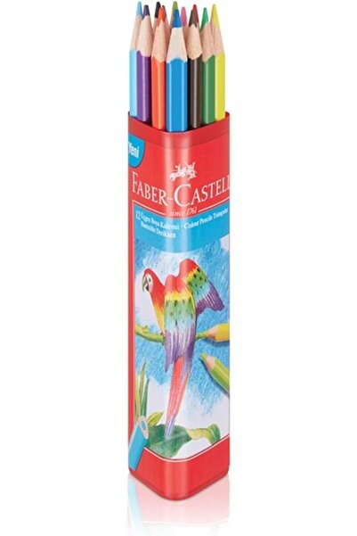 Faber Castell Üçgen Plastik Tüp Boya Kalemi 12 Renk, Tam Boy