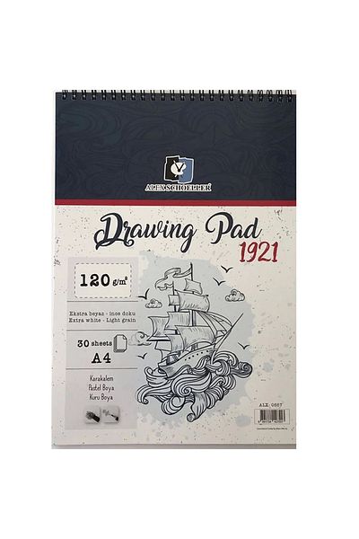 Alex Schoeller لوحة رسم Alex A4 دفتر رسم حلزوني علوي 120 جرام.30yp.