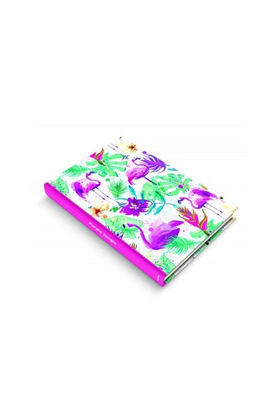 DEFFTER Caiet cu copertă rigidă cu dungi Tropical/ Purple Jungle 14x20 9