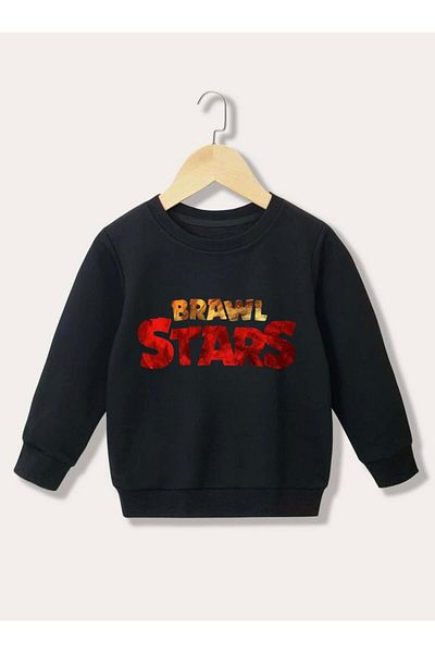 Massgai Детски суитшърт с кръгло деколте и принт с текст от играта Brawl Stars