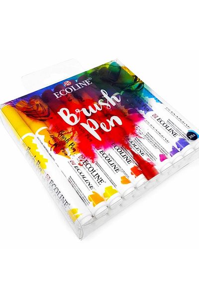 Talens Ecoline Brush Pen - Drawing Pen with Brush Tip Set of 20