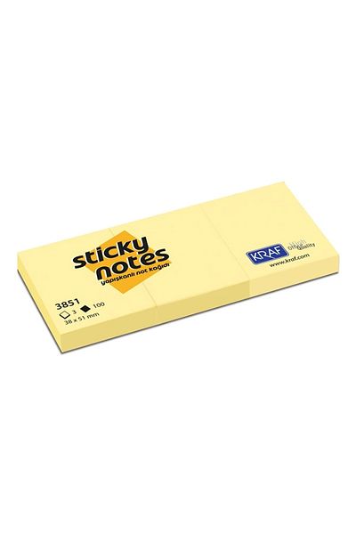 KRAF 131959 Adhesive Note Paper 38x51 Yellow 3 pcs