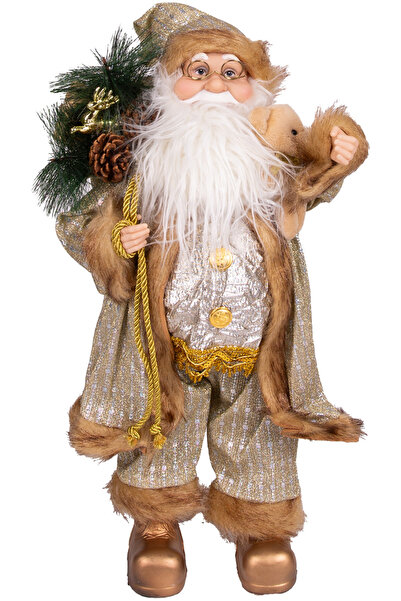 Herdekora Χριστουγεννιάτικο δώρο Άγιου Βασίλη Λούτρινο αρκουδάκι με διακόσμηση χρυσό 45 εκ.