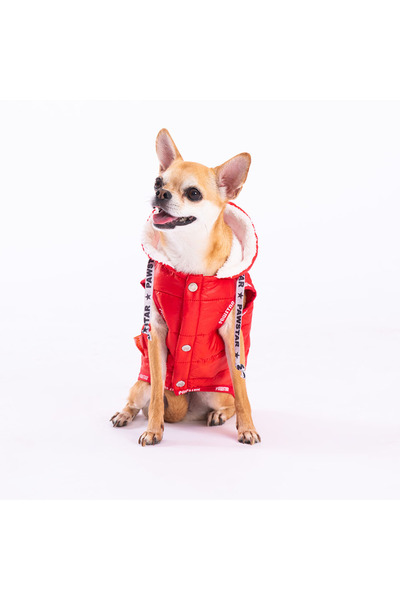 Pawstar سترة أنوراك حمراء للسكك الحديدية للكلاب، ملابس للكلاب، معطف واق من المطر للكلاب