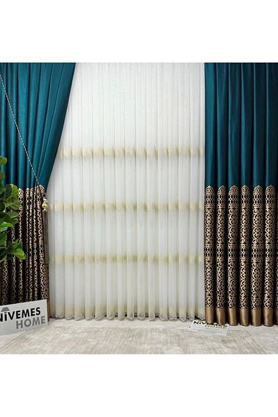 NİVEMESHOME Nivemeshome Vintage Green-gold V-901 1/3 ستارة خلفية مطوية مغلقة Apm