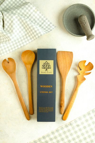 Demy Craft Mila Wooden 4 Piece Kitchen Set