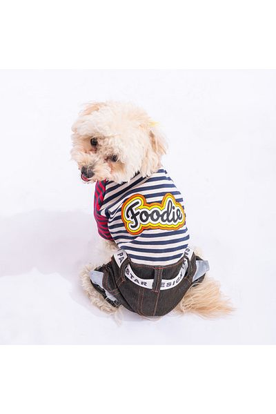 Pawstar Navy Blue Foodie Dog Jumpsuit Dog Outfit Cat Outfit