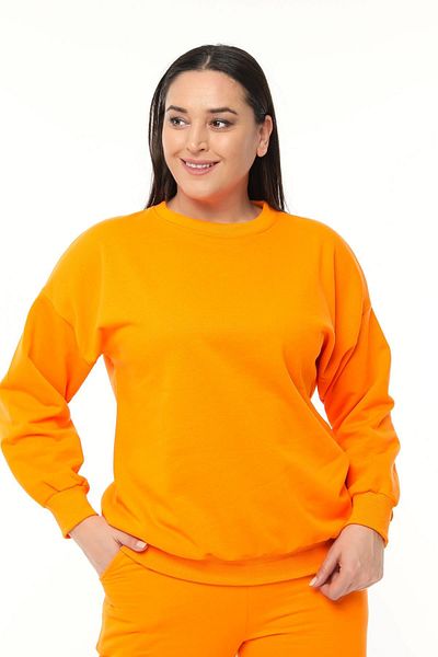 Ebsumu Orange Basic Raised Sweatshirt - Women's Plus Size