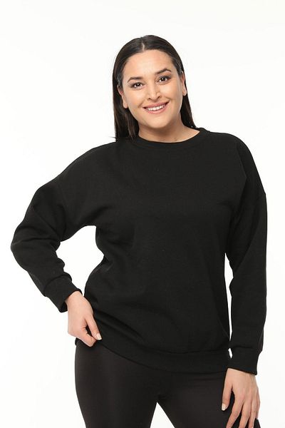 Ebsumu Women's Plus Size Printed Black Sweatshirt