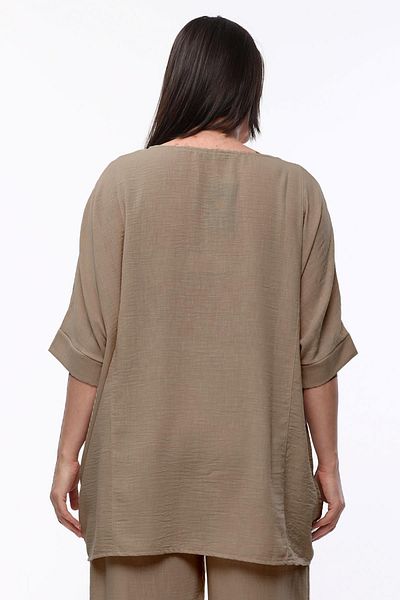 Ebsumu Extra Comfortable Linen Mink Blouse - Women's Plus Size