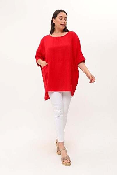 Ebsumu Burgundy Linen Blouse - Women'S, Extra Comfortable Fit, Plus Size