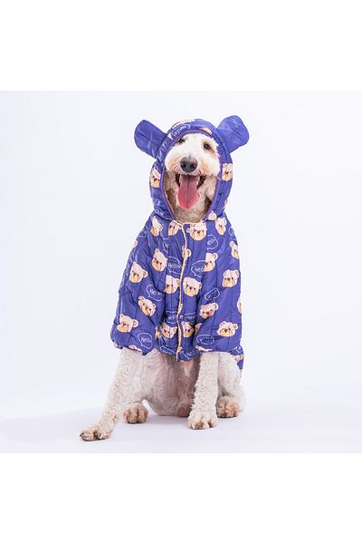 Pawstar Blue Teddy Puff Medium and Large Breed Dog Coat Dog Raincoat Dog Apparel Dog Suit