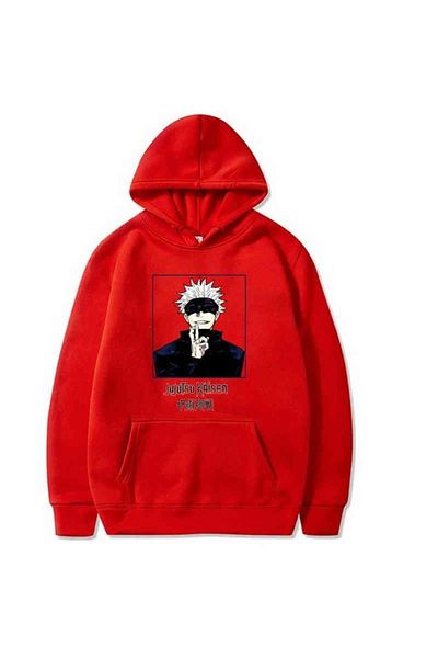 SKYLİGHT Women's / Men's Anime Jujutsu Kaisen Hoodies Red Hooded Sweatshirt