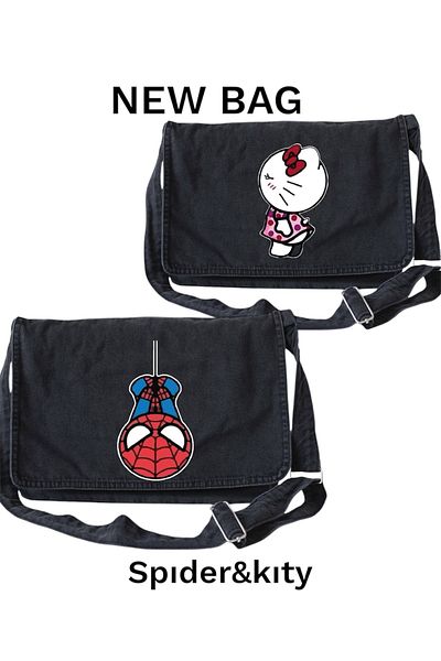 DEEFWEAR Hello Kitty And Spider Printed Jeans Messenger Geantă/Școală Geantă pentru computer