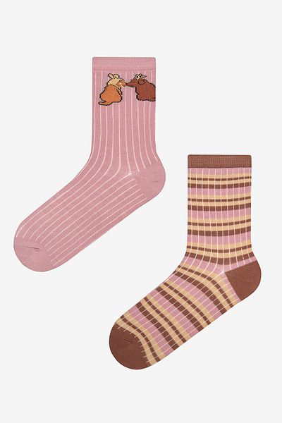 Penti Sniffing Dog 2-Piece Pink Socks