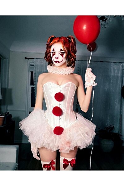 PİNK Halloween Palyaço Kostümü Yetişkin