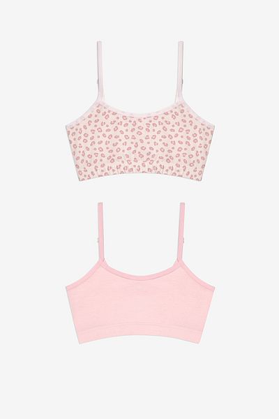 Penti Girl's Pinky Leopard 2-Piece Multicolor Crop Short Top