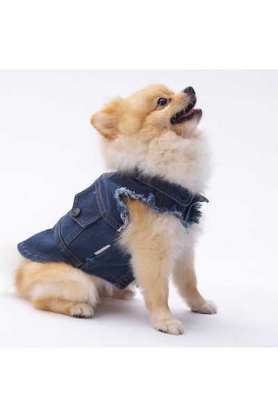 Pawstar Dark Blue Denim Vest Jeans Vest Dog Outfit Dog Vest