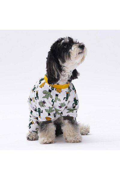 Pettrend Cactus Patterned Cat Dog Jumpsuit Cat Dog Outfit Combed Cotton Jumpsuit