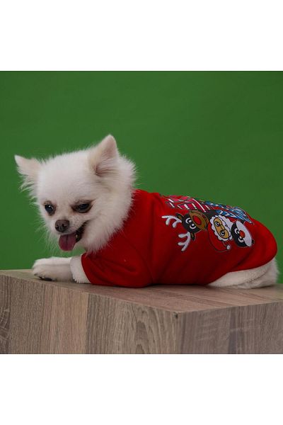 Pettrend New Year Christmas Cat Dog Outfit Sweat Dress Costume