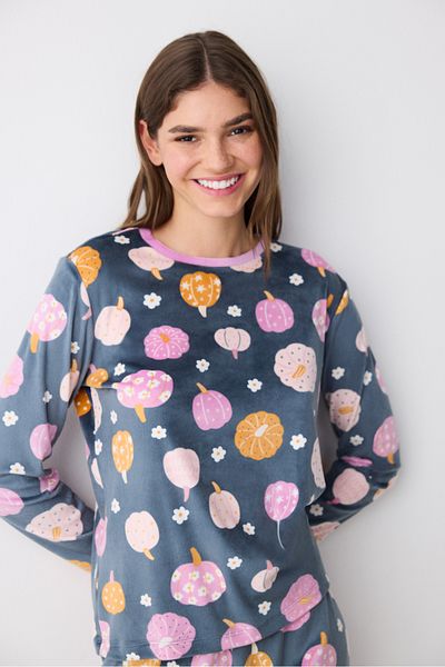 Penti Cute Pumpkins Fuzzy Anthracite Pants Pajama Set