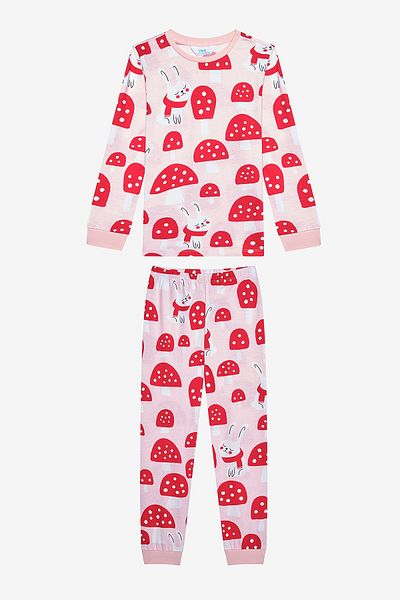 Penti Cotton Girl's Mushroom 2-Piece Multicolored Pajama Set