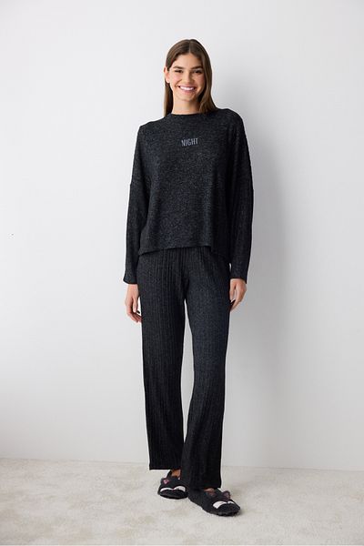 Penti Night Black Pants Pajama Set