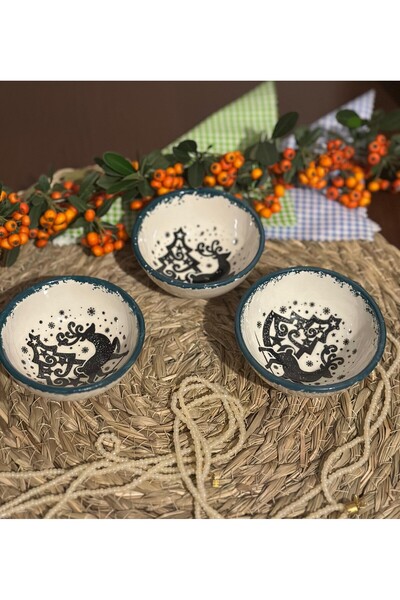 Den Tasarım Hediyelik Yılbaşı ve Kış Temalı Geyik Desenli Çerezlik, Lokumluk, Sosluk