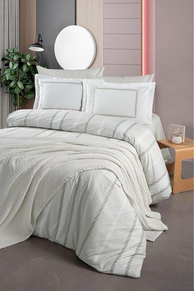 Luoca Patisca FONTANA DOUBLE PERSONAL BED COVER Duvet Cover Set ECRU