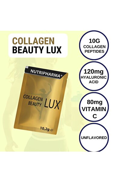 NUTRIPHARMA COLLAGEN BEAUTY LUX,10.000mg Biyoaktif Kolajen Peptidler,120mg Hyaluronik Asit,80mg VitaminC,30 saşe
