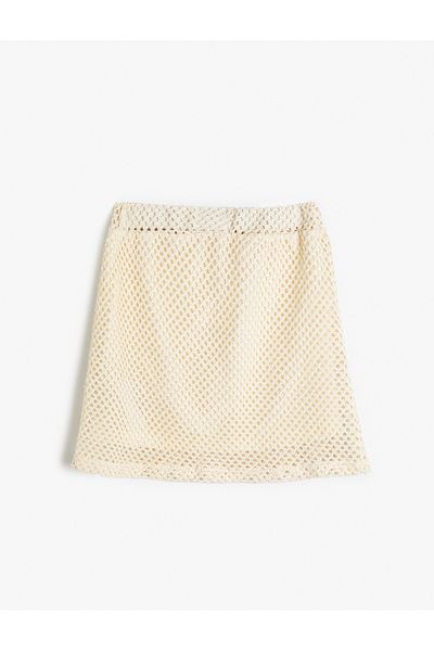 Koton Elastic Waist Lined Mesh Skirt