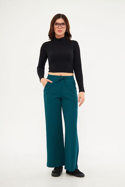 ESPİNA Pantaloni de damă din poliester jacquard, cu buzunare largi, cu talie elastică