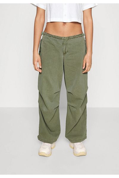 september island Corduroy Oversize Trousers - Khaki Color, Elastic Waist and Legs