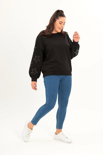 aytemas Star Stone Printed Sleeve Sweatshirt