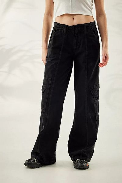 september island Black Color Thick Fabric Cargo Pants