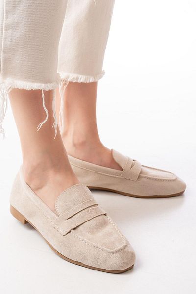 Aymood 302 Beige Suede Daily Γυναικείες Μπαλαρίνες